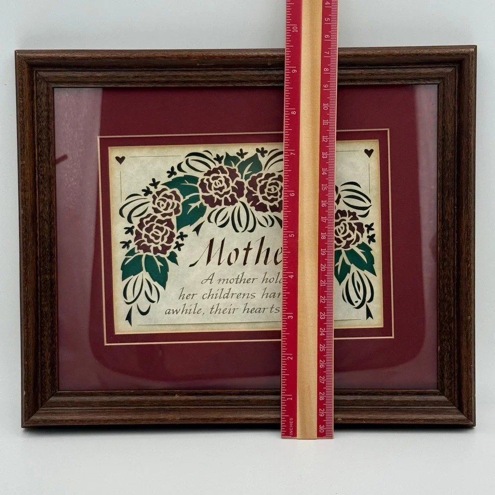 Mother Sentimental Framed Wall Art Floral Rose Quote Wood Frame 11x9 Burgundy